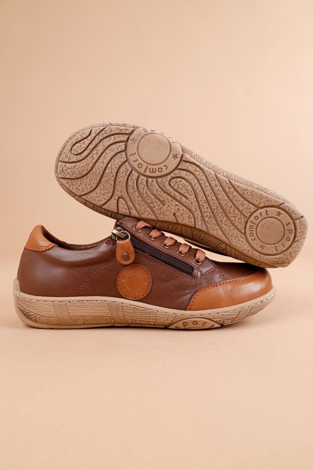 Cosmina Kadın Hakiki Deri Kahve Taba Günlük Ayakkabı