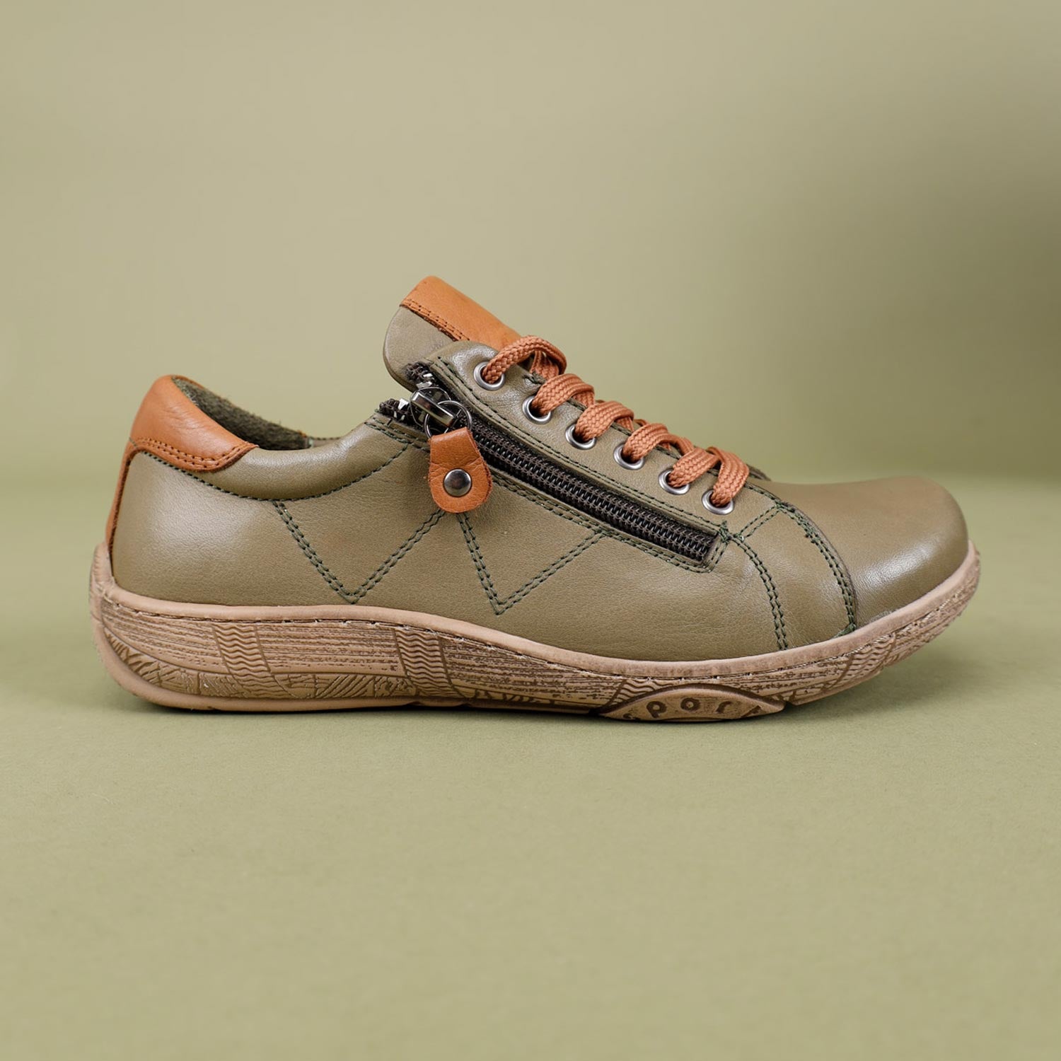 Dobran Kadın Hakiki Deri Yeşil Taba Günlük Ayakkabı