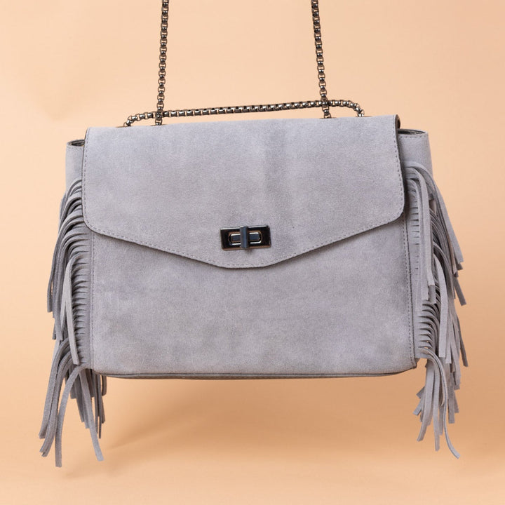 Dream Kadın Hakiki Süet Püsküllü Omuz Çantası ve Çapraz Çanta