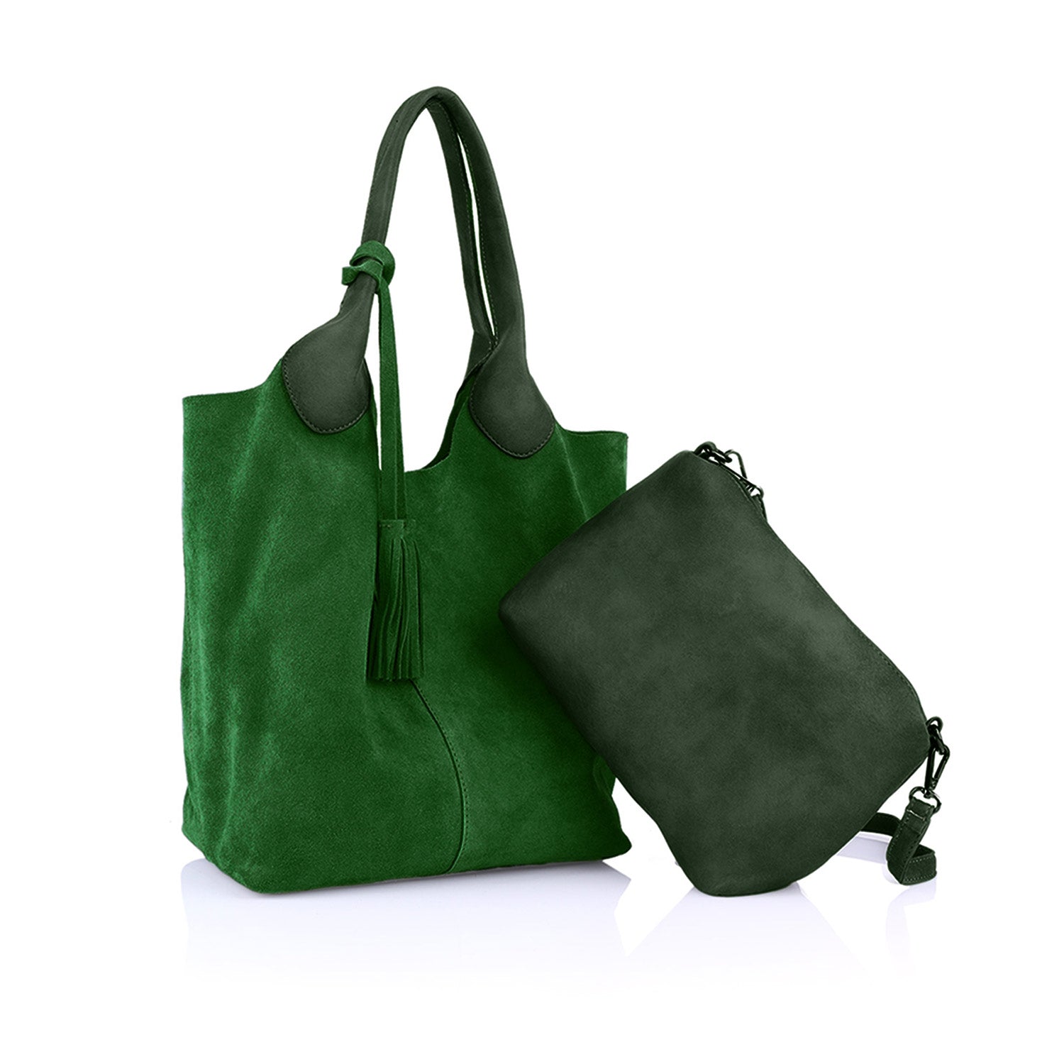 Elena Hakiki Deri Süet Omuz Çantası