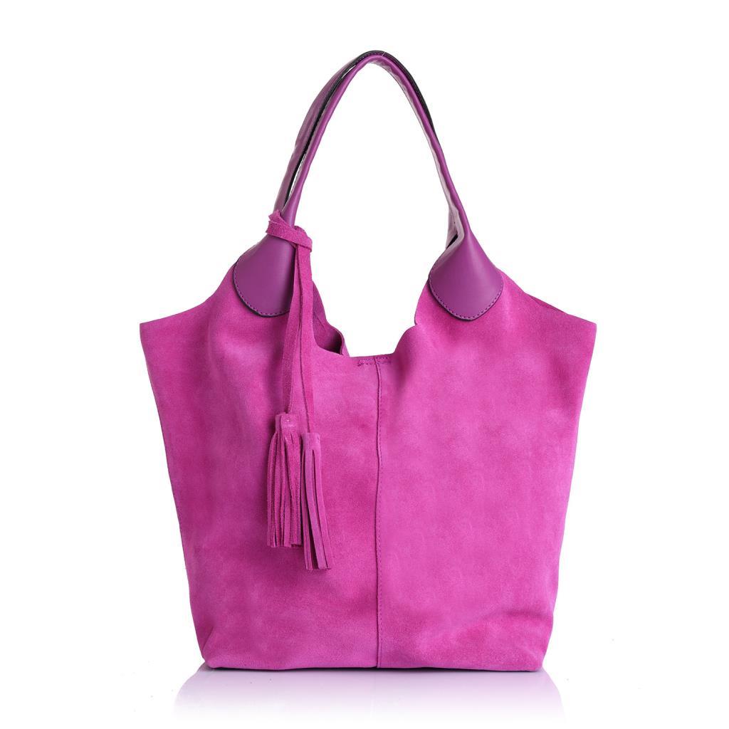 Elena Hakiki Deri Süet Omuz Çantası