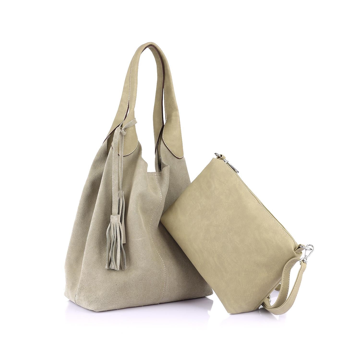 Elena Hakiki Deri Süet Omuz Çantası