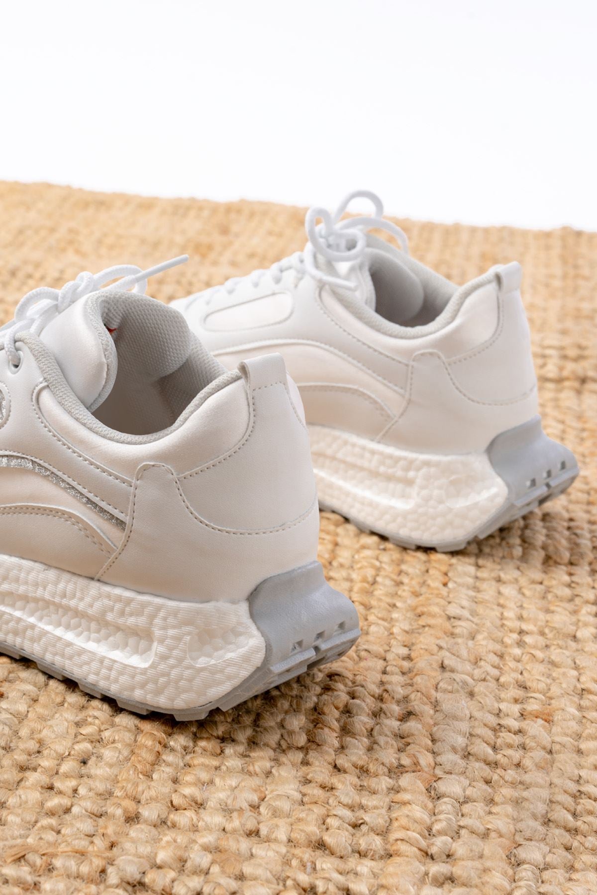 Fensony Kadın Beyaz Saten Spor Ayakkabı