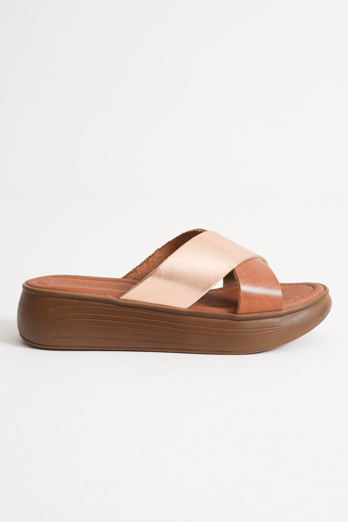 Fayn Kadın Hakiki Deri Taba - Altın Terlik