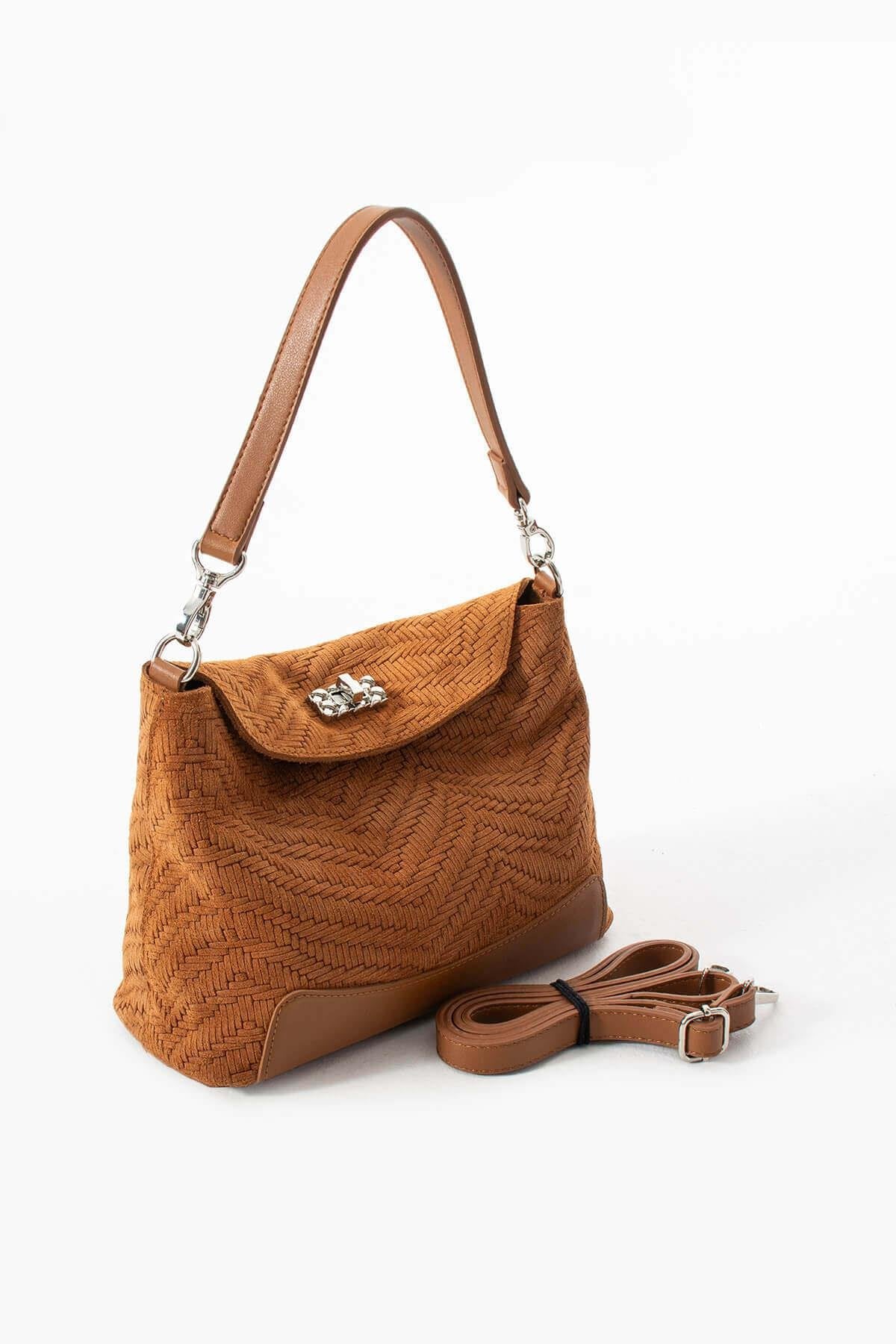 GAIREA Hakiki Süet Deri Kadın Omuz Çantası