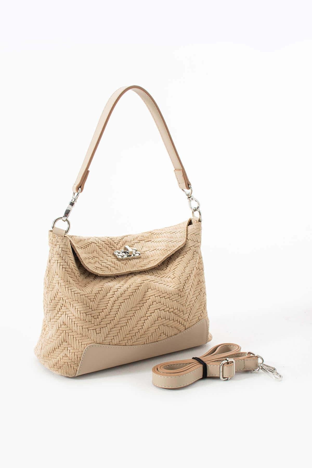 GAIREA Hakiki Süet Deri Kadın Omuz Çantası