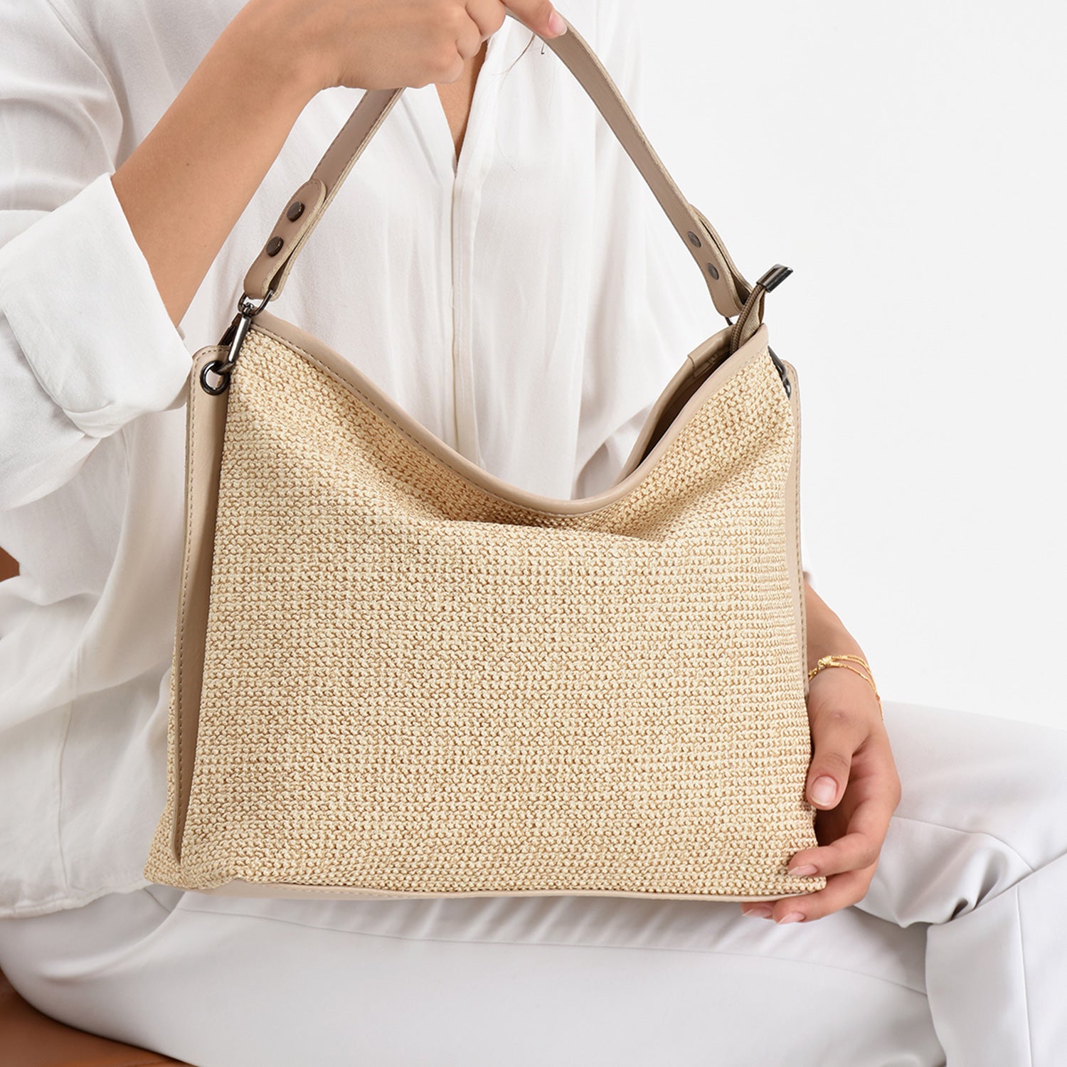 Goes Kadın Hakiki Deri Hasır Omuz Çantası