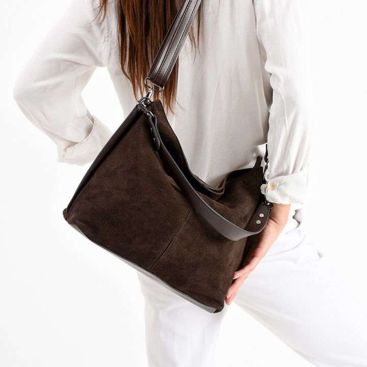 Goes Kadın Hakiki Süet Deri Omuz Çantası