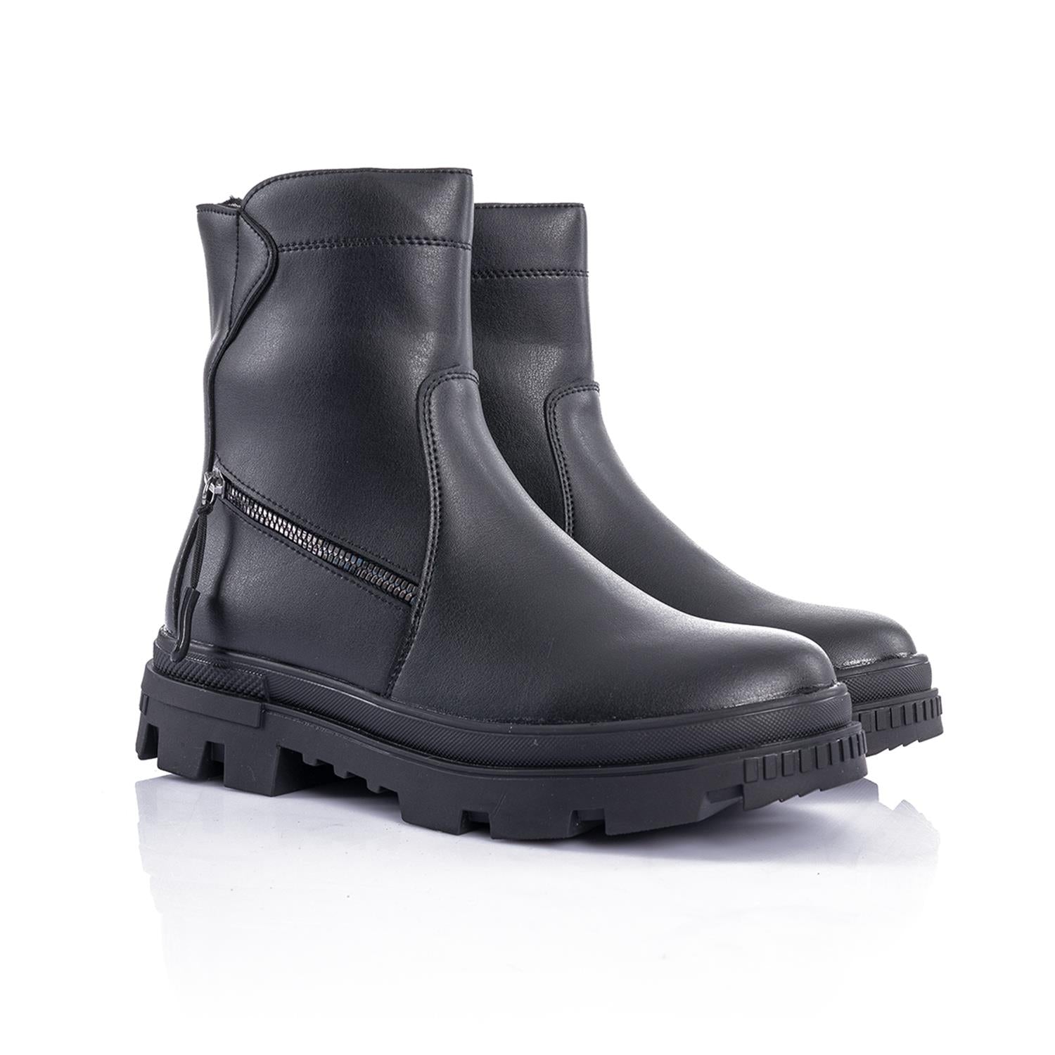 Helder Kadın Fermuar Desenli Siyah Bot