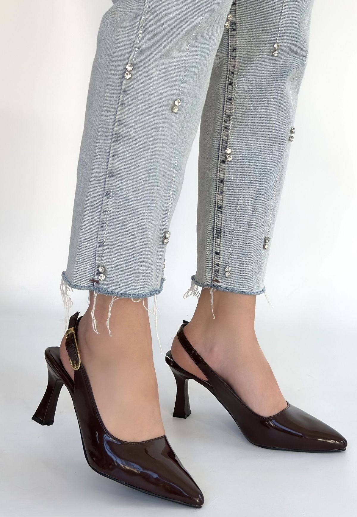 Hies Kadın Kahverengi Rugan Topuklu Ayakkabı