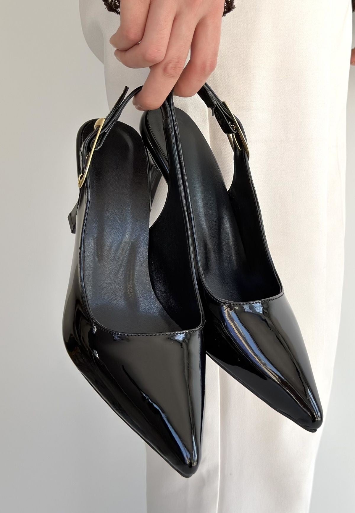 Hies Kadın Siyah Rugan Topuklu Ayakkabı