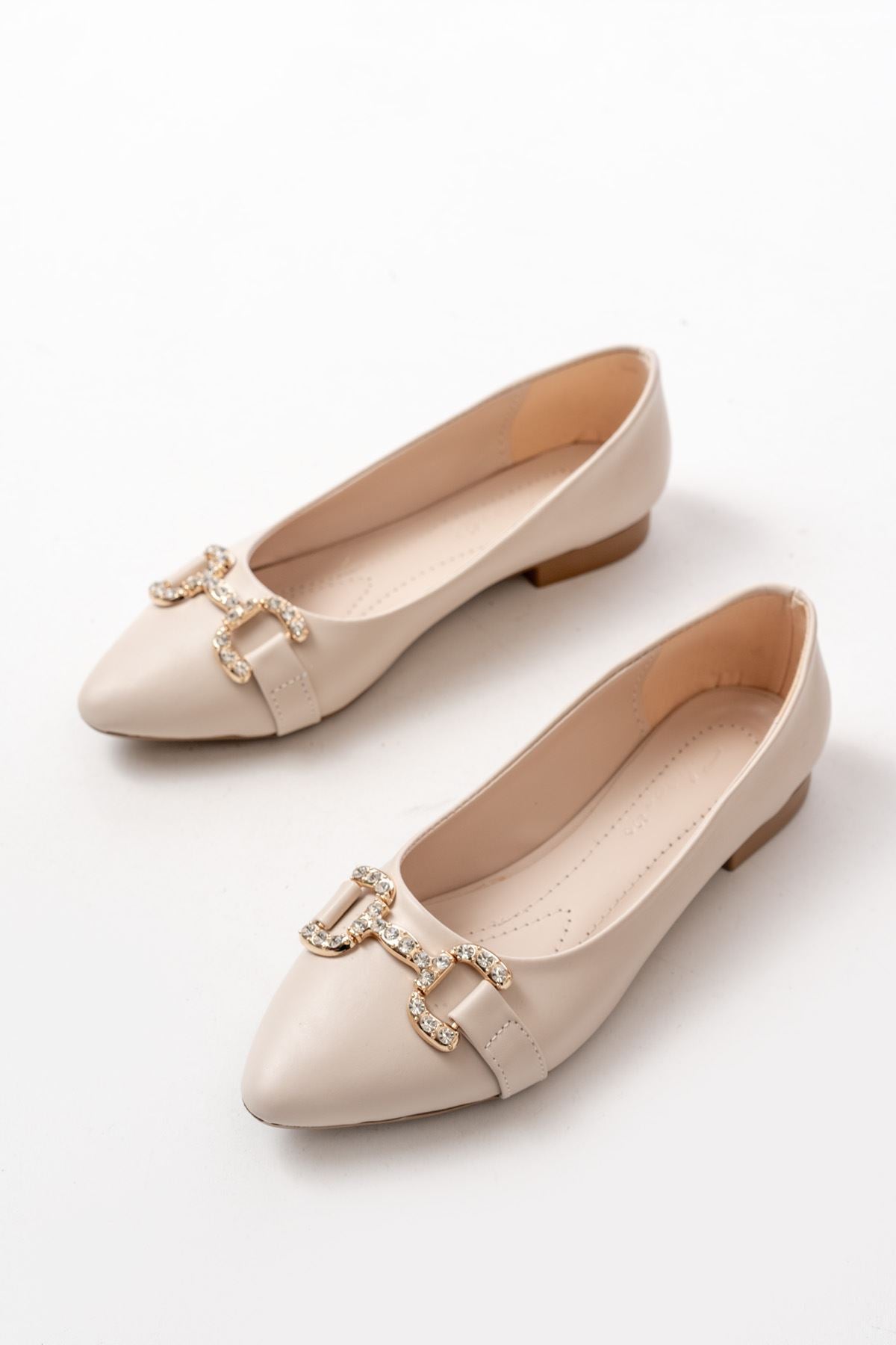 Etanhe Ten Taşlı Tokalı Kadın Babet