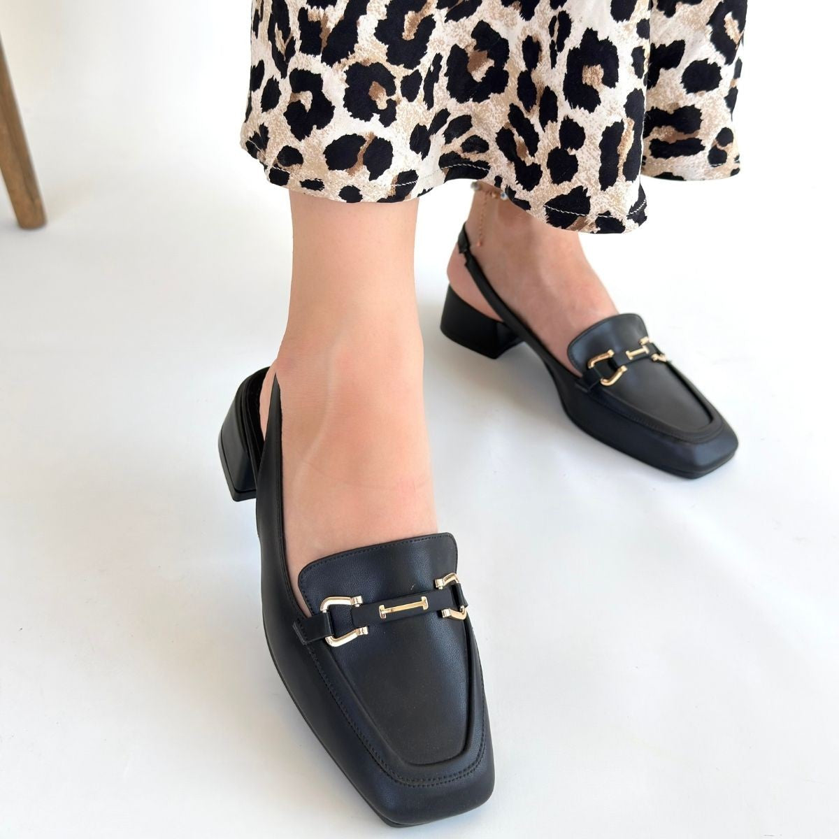 Joone Kadın Kısa Topuklu Siyah Babet Ayakkabı