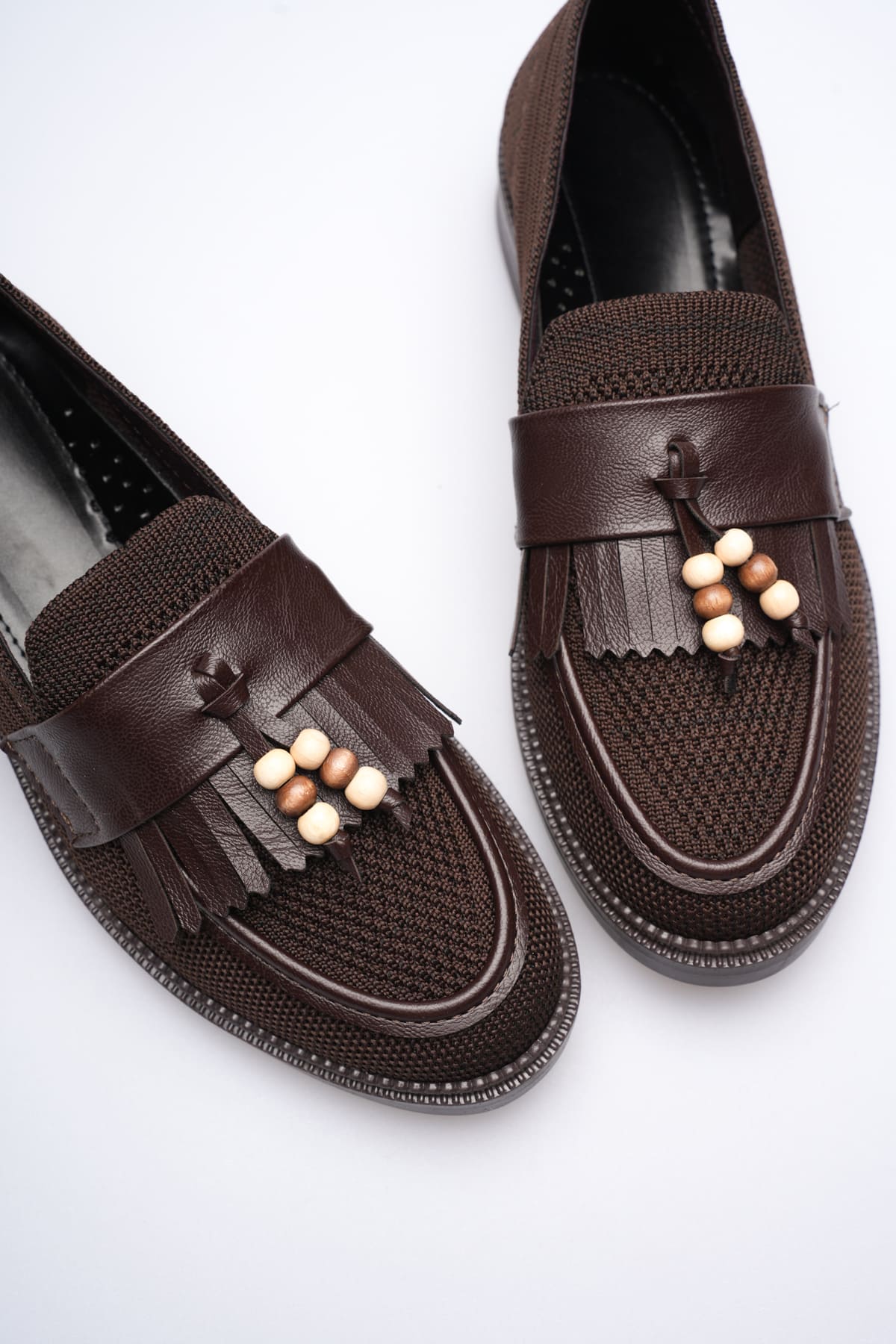 Monvia Kadın Acı Kahve Boncuk Püsküllü Loafer Ayakkabı