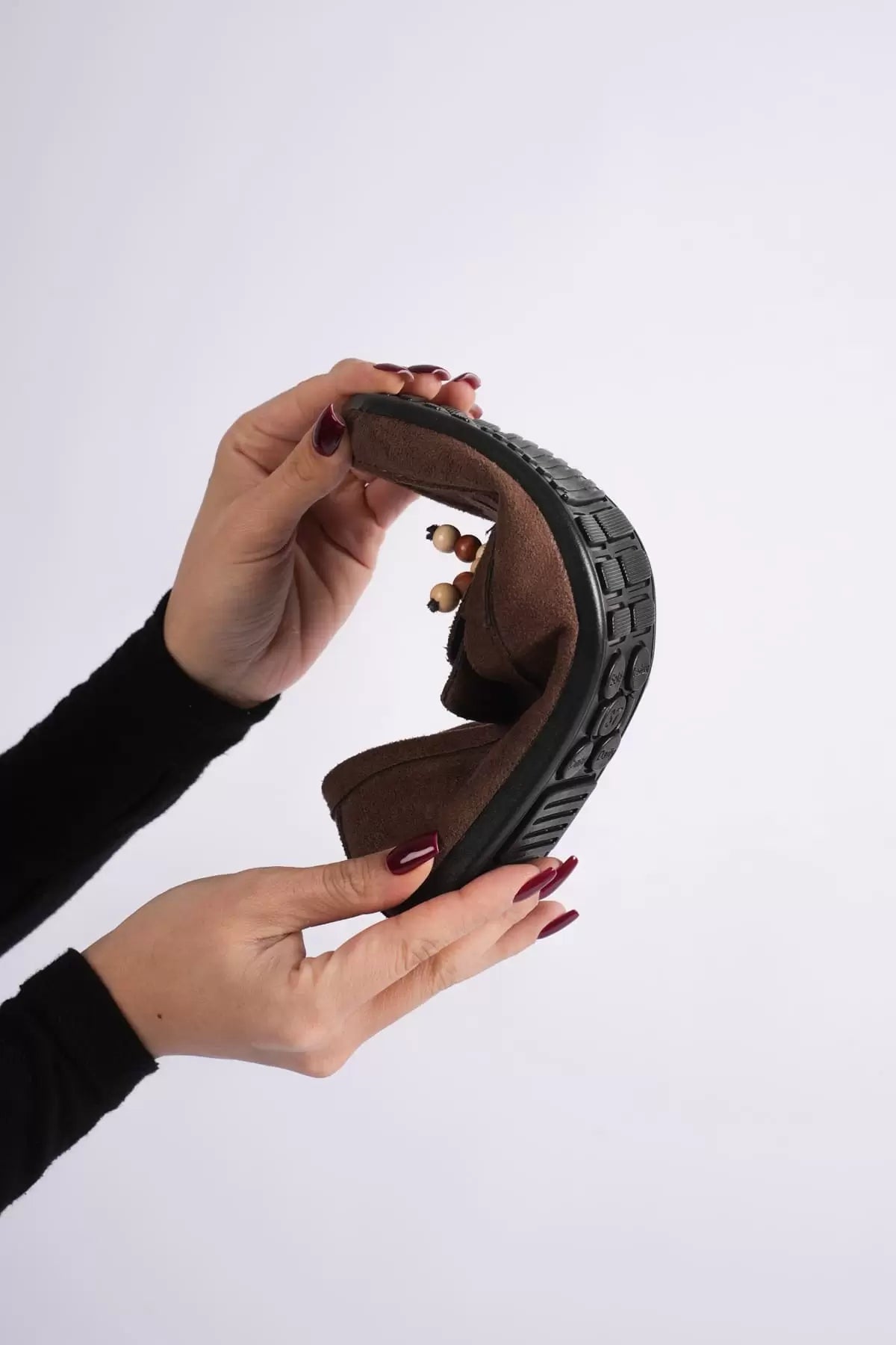 Lunira Kadın Acı Kahve Süet Boncuk Detaylı Loafer Ayakkabı