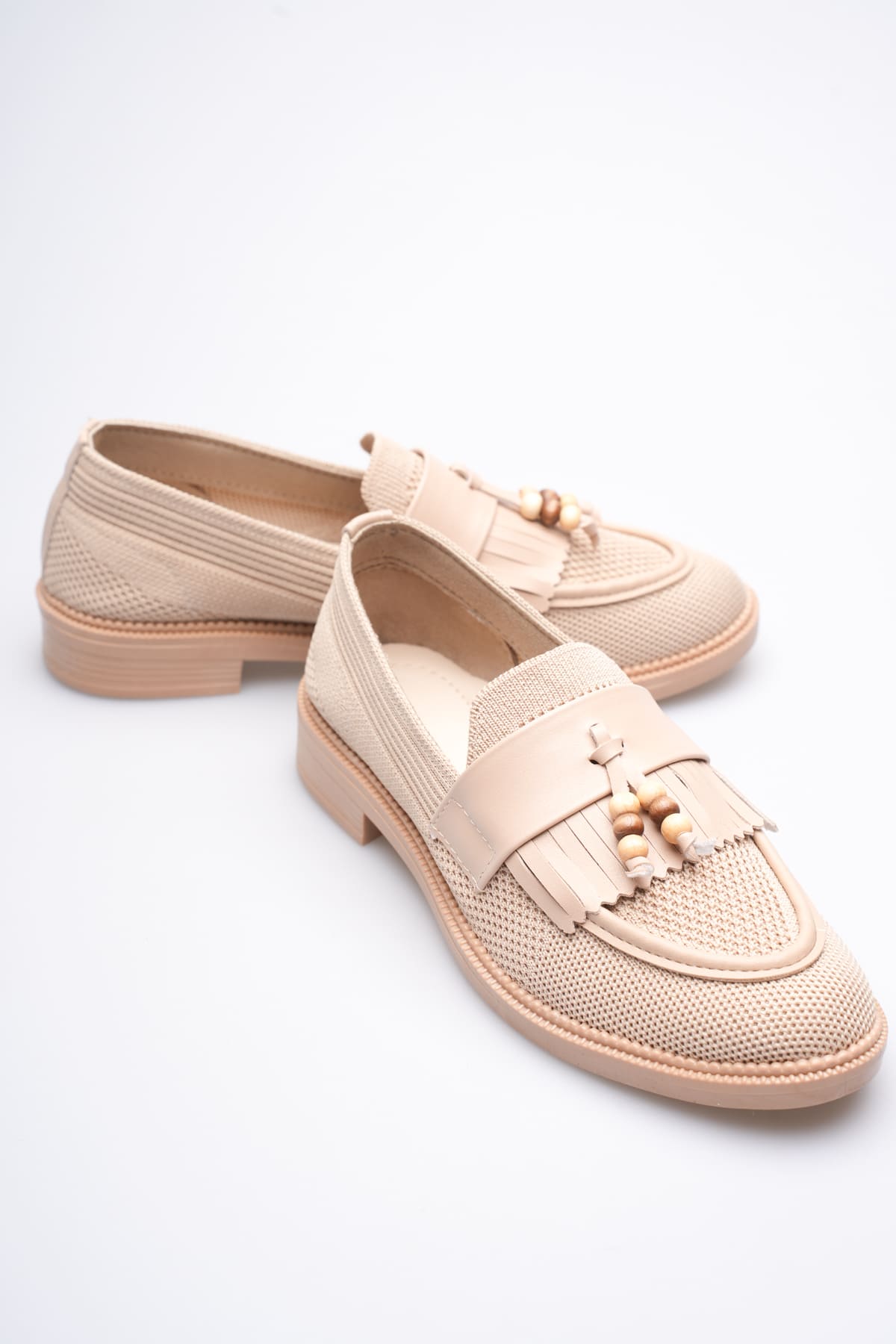 Monvia Kadın Siyah Boncuk Püsküllü Loafer Ayakkabı