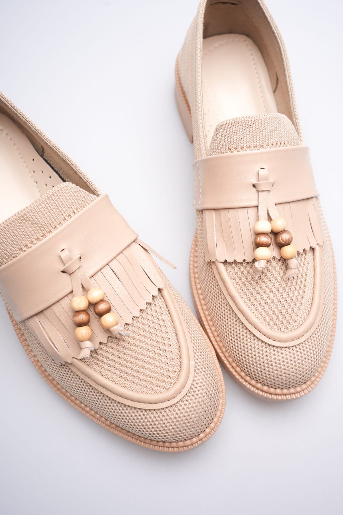 Monvia Kadın Siyah Boncuk Püsküllü Loafer Ayakkabı