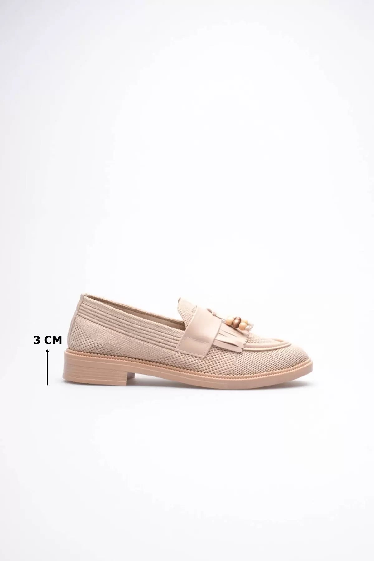 Monvia Kadın Siyah Boncuk Püsküllü Loafer Ayakkabı