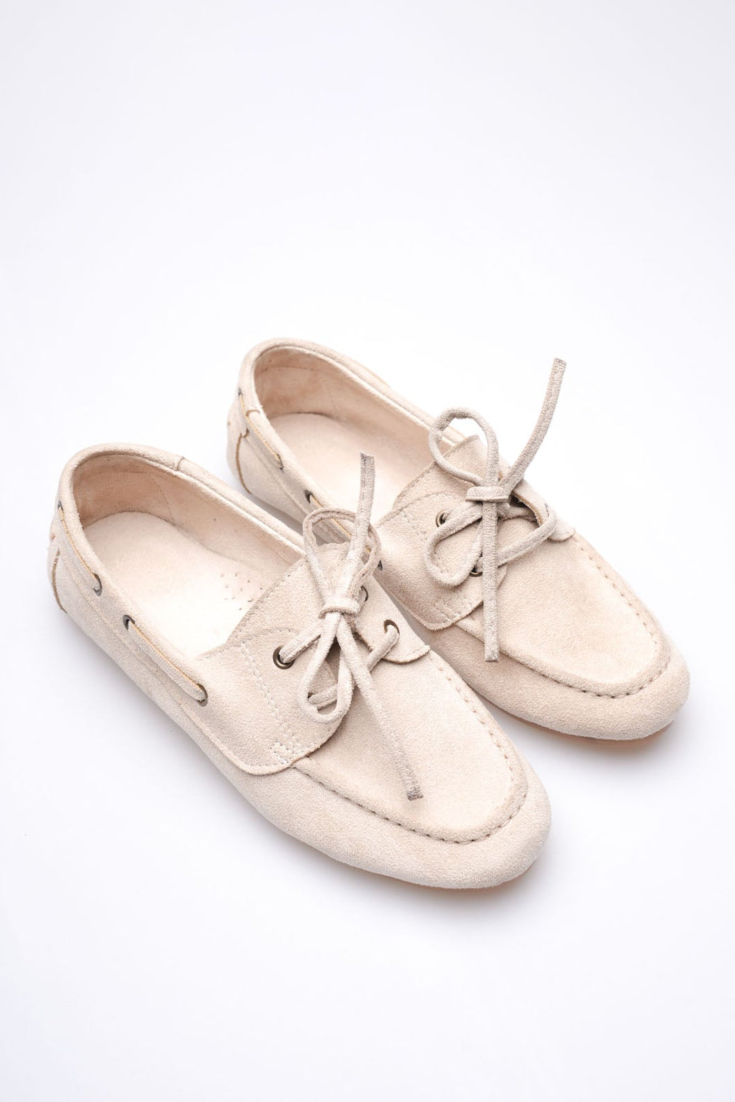 Torva Kadın Bağcıklı Bej Süet Loafer Ayakkabı