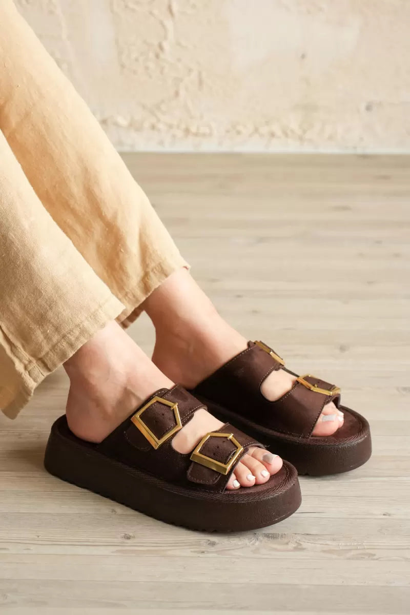 Sode Kadın Kahverengi Günlük Terlik TR19MY02C