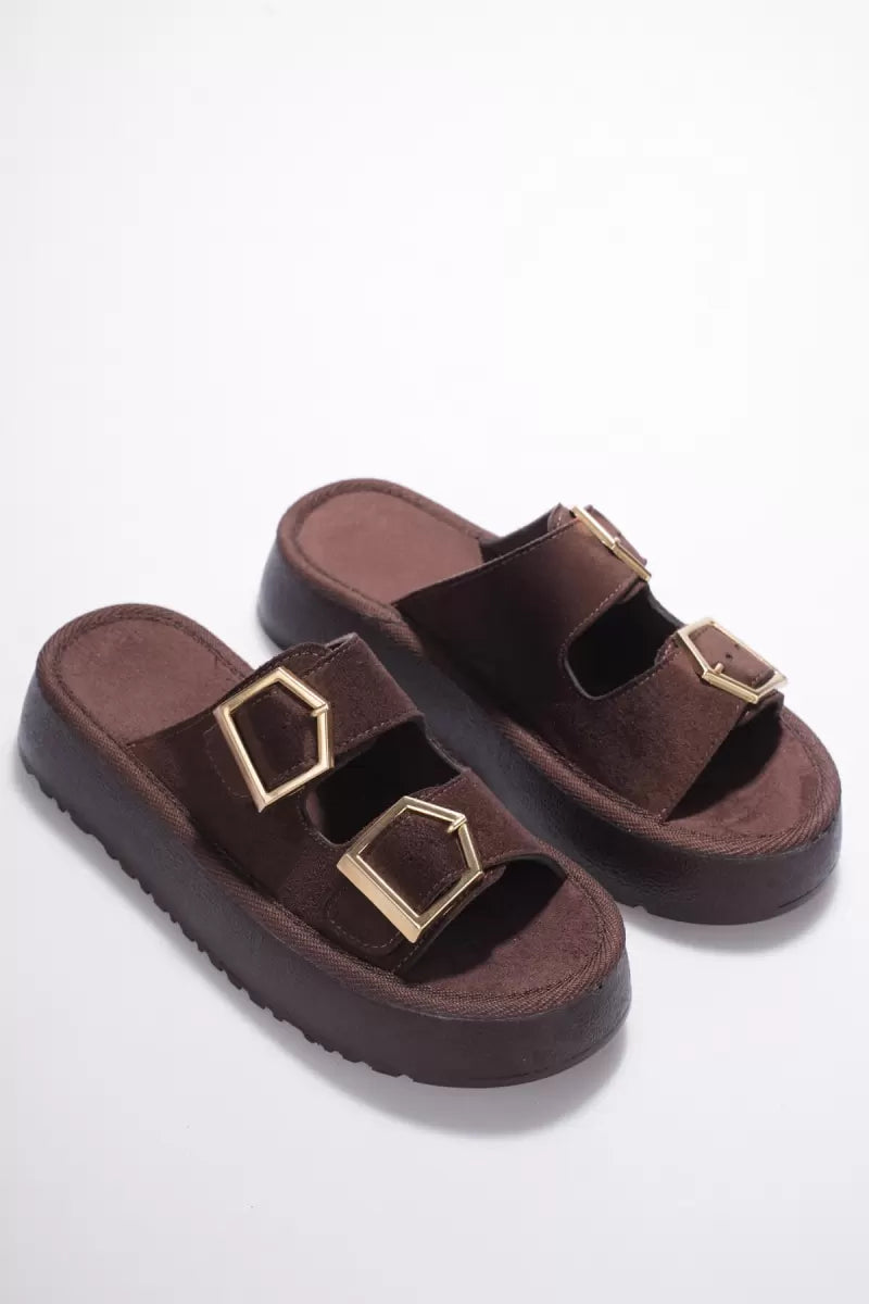 Sode Kadın Kahverengi Günlük Terlik TR19MY02C