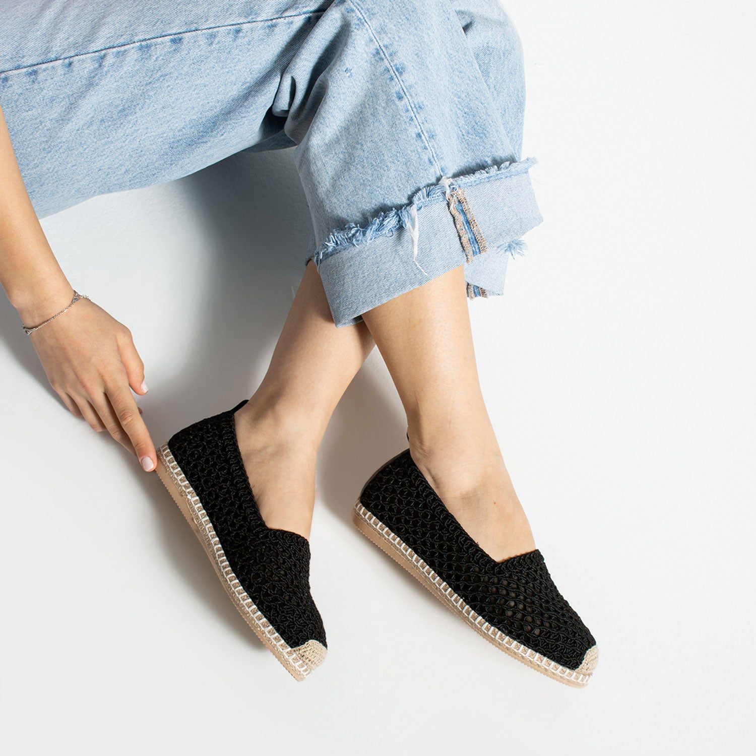 Krebs Kadın Triko Siyah Espadril Ayakkabı