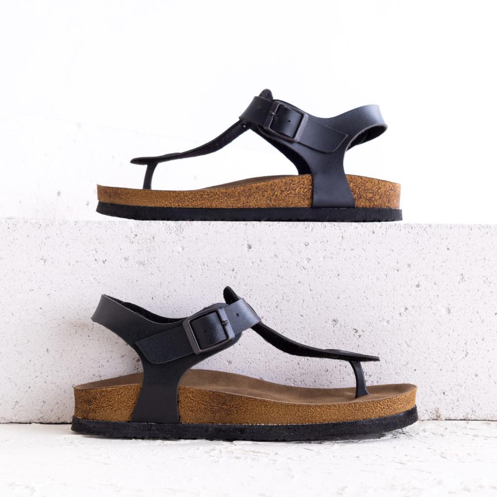 Larindo Kadın Siyah Deri Sandalet