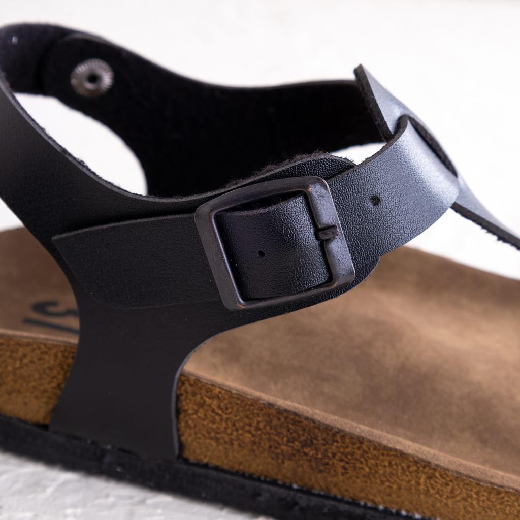 Larindo Kadın Siyah Deri Sandalet