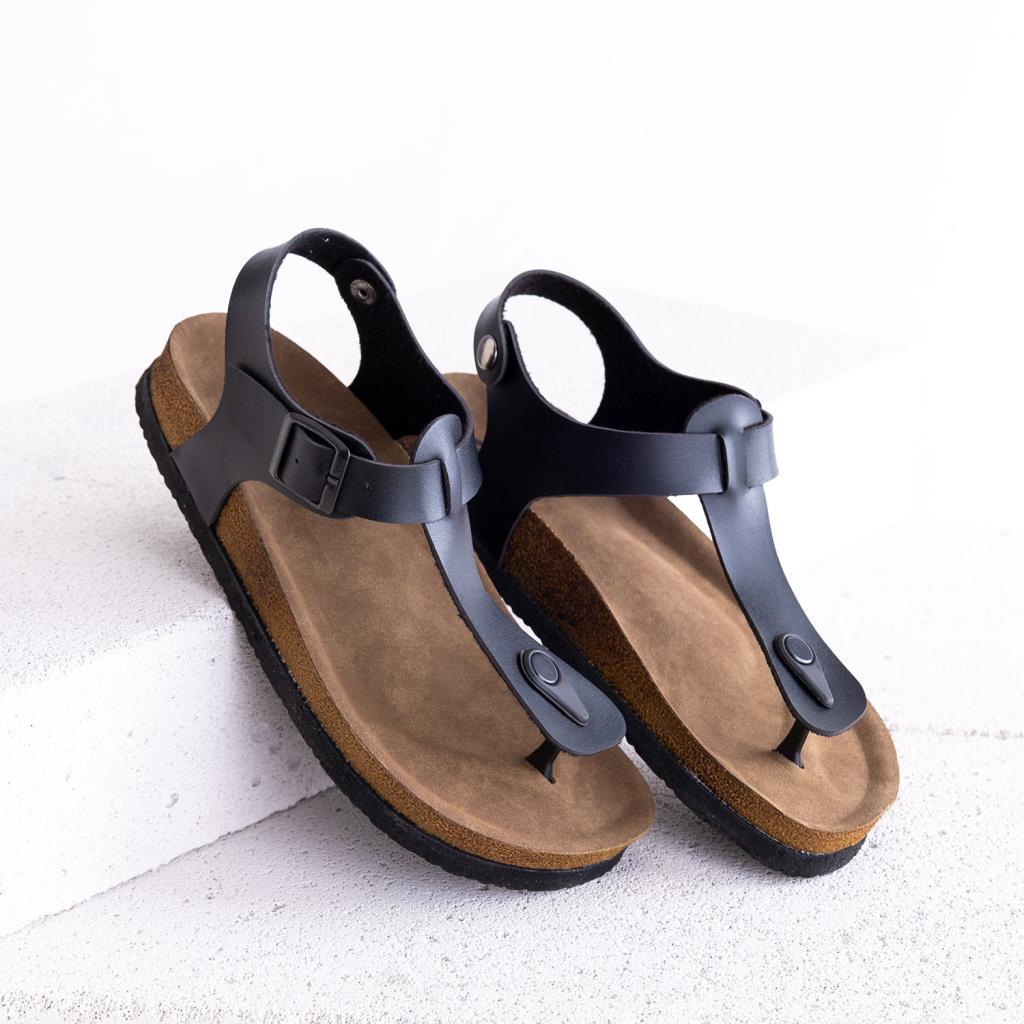 Larindo Kadın Siyah Deri Sandalet