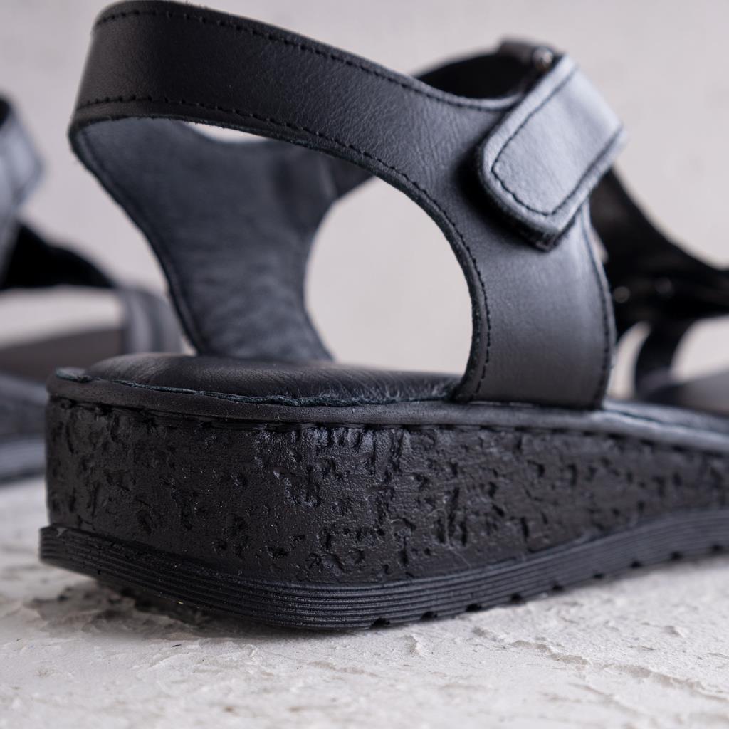 Lorado Siyah Hakiki Deri Kadın Sandalet