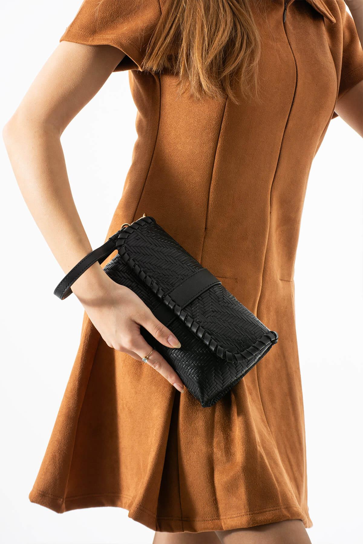 LUNARA-N Hakiki Süet Deri Kadın Portföy & Clutch Çanta