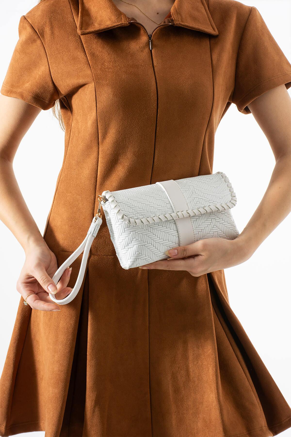 LUNARA-N Hakiki Süet Deri Kadın Portföy & Clutch Çanta