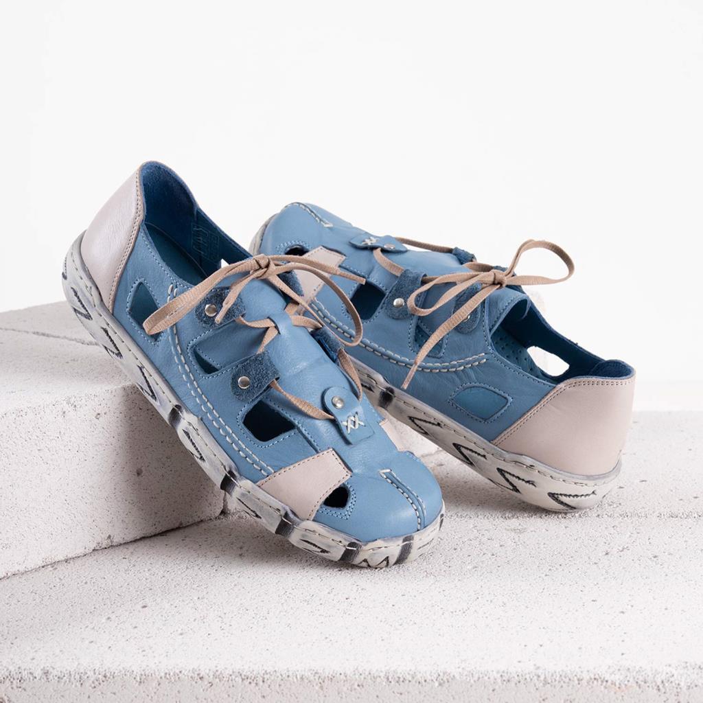 Luno Hakiki Deri Mavi Kadın Ayakkabı