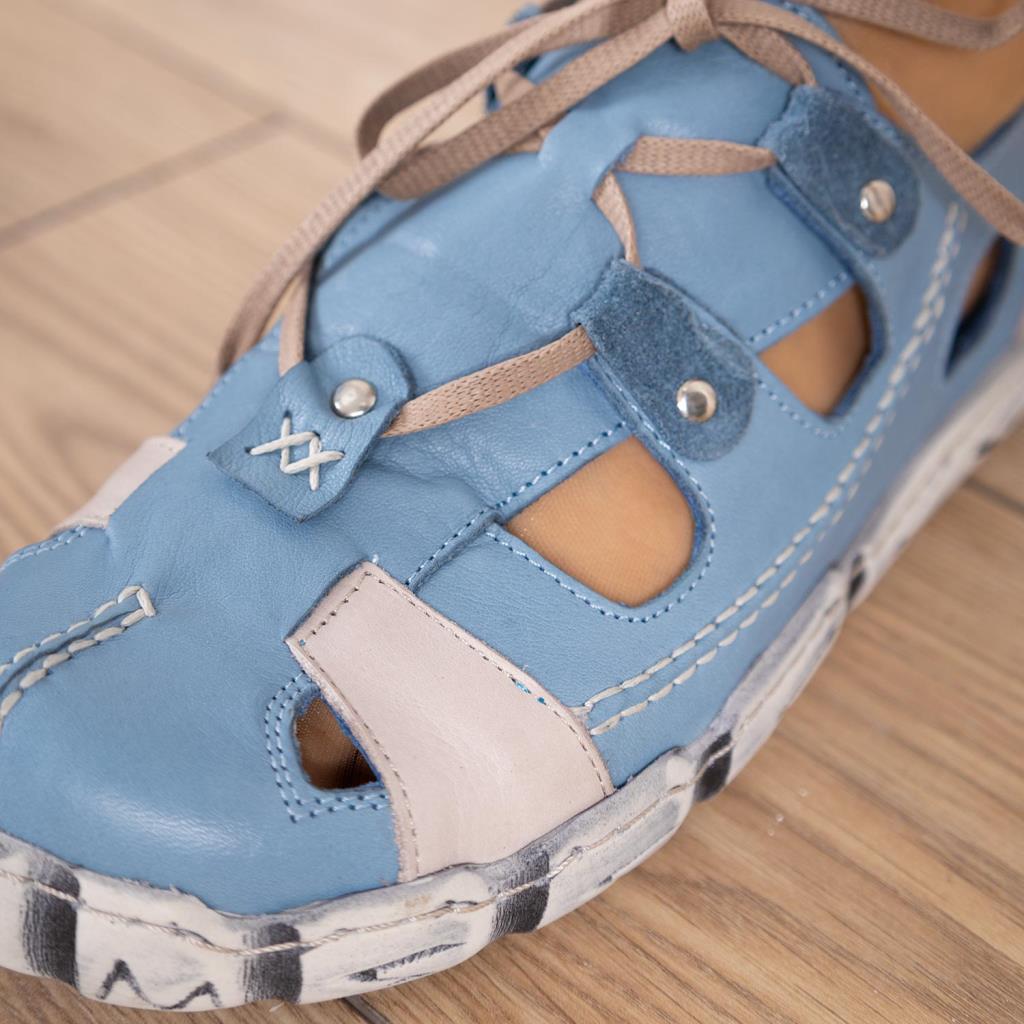 Luno Hakiki Deri Mavi Kadın Ayakkabı