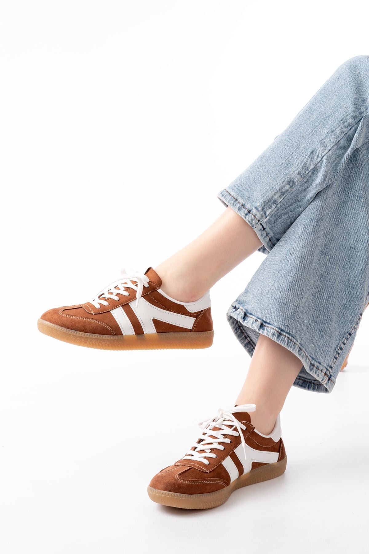 Pangma Kadın Taba Süet Bağcıklı Spor Ayakkabı