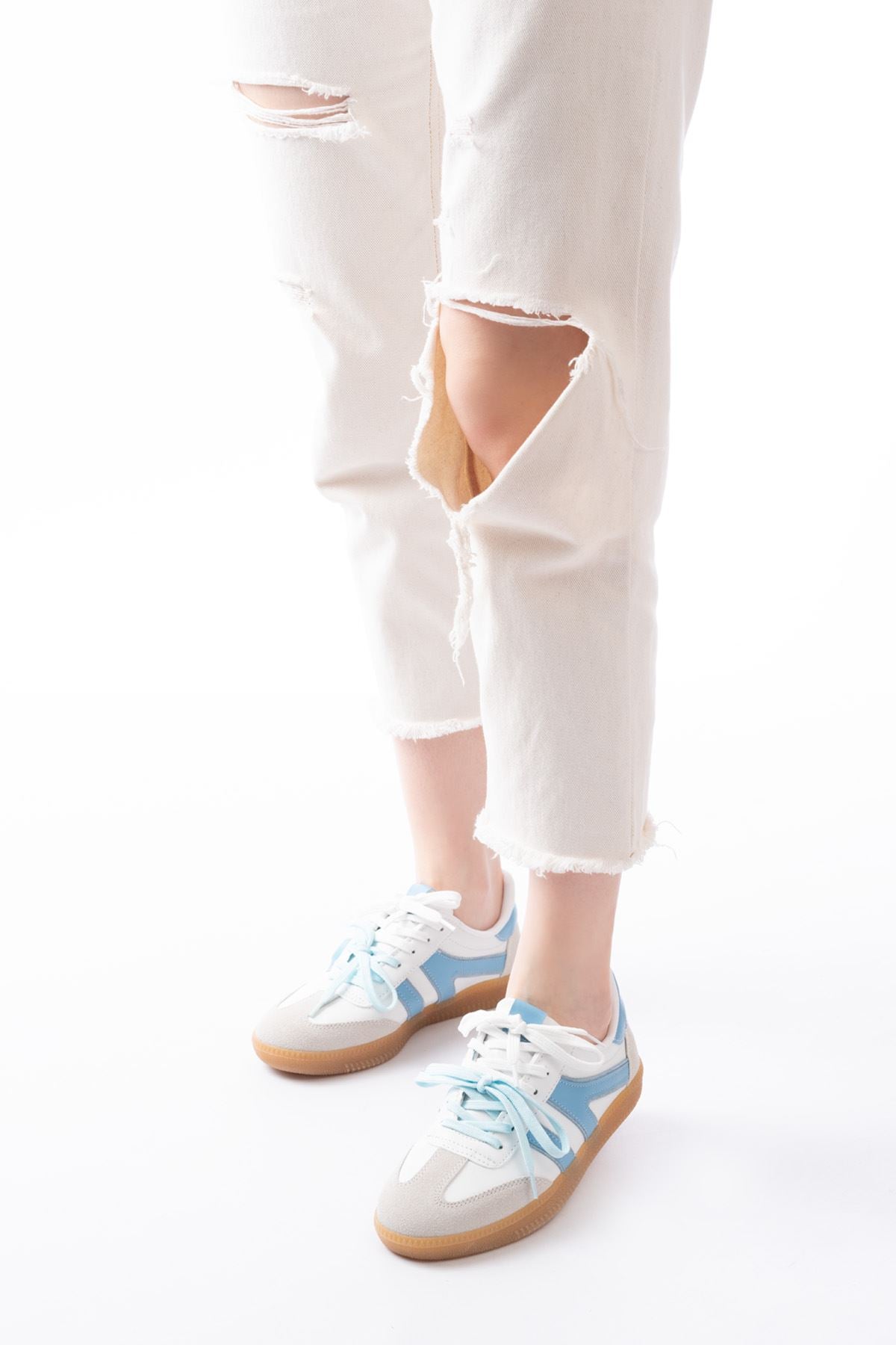 Saltora Mavi Garni Bağcıklı Termo Taban Kadın Spor Ayakkabı