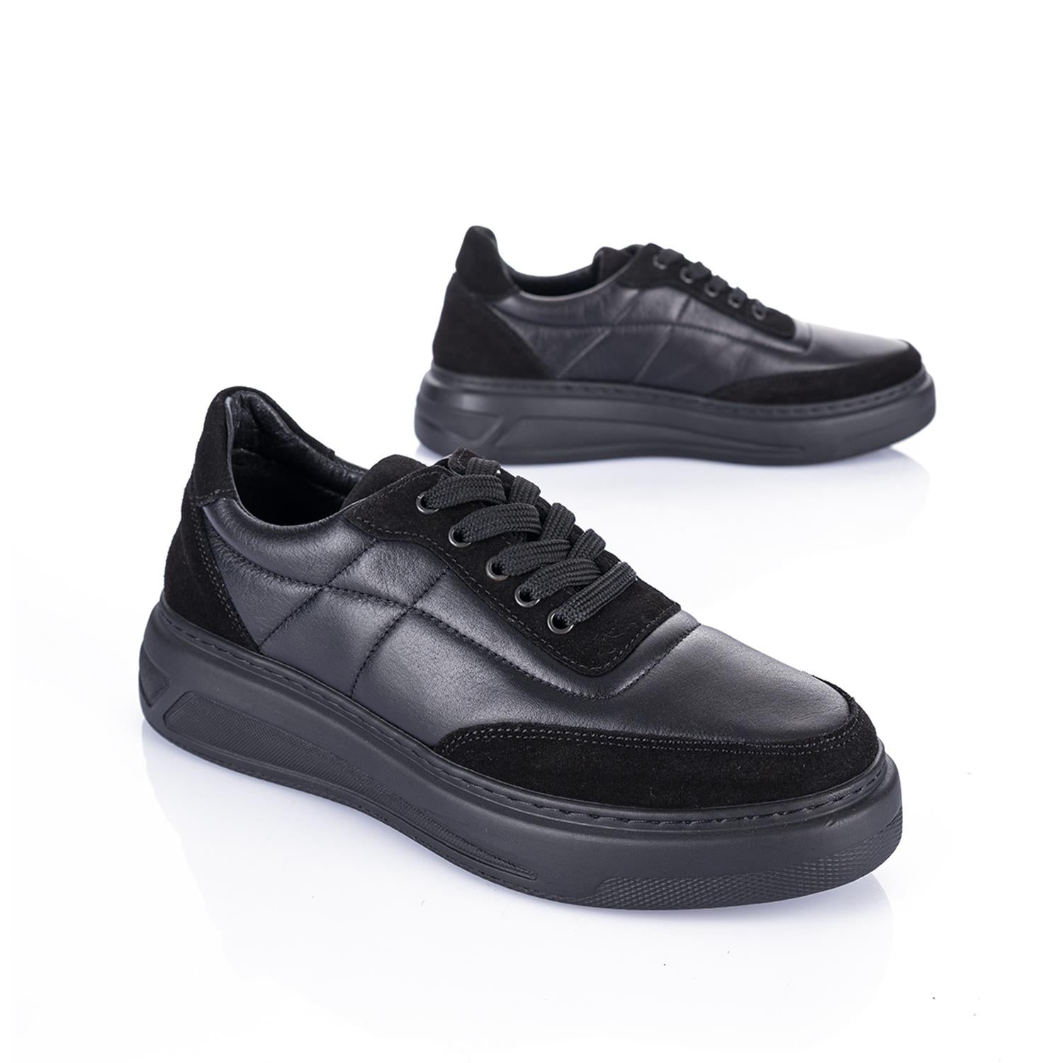 Mabel Kadın Hakiki Deri Süet Detaylı Siyah Spor Ayakkabı