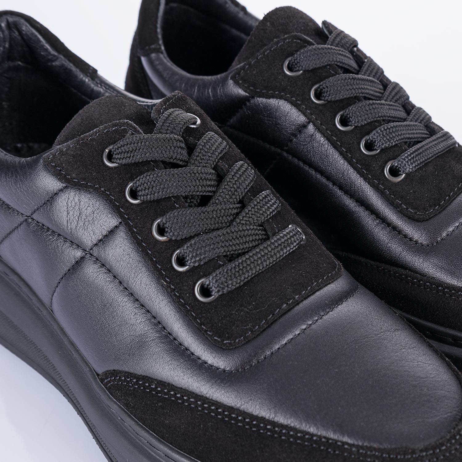 Mabel Kadın Hakiki Deri Süet Detaylı Siyah Spor Ayakkabı