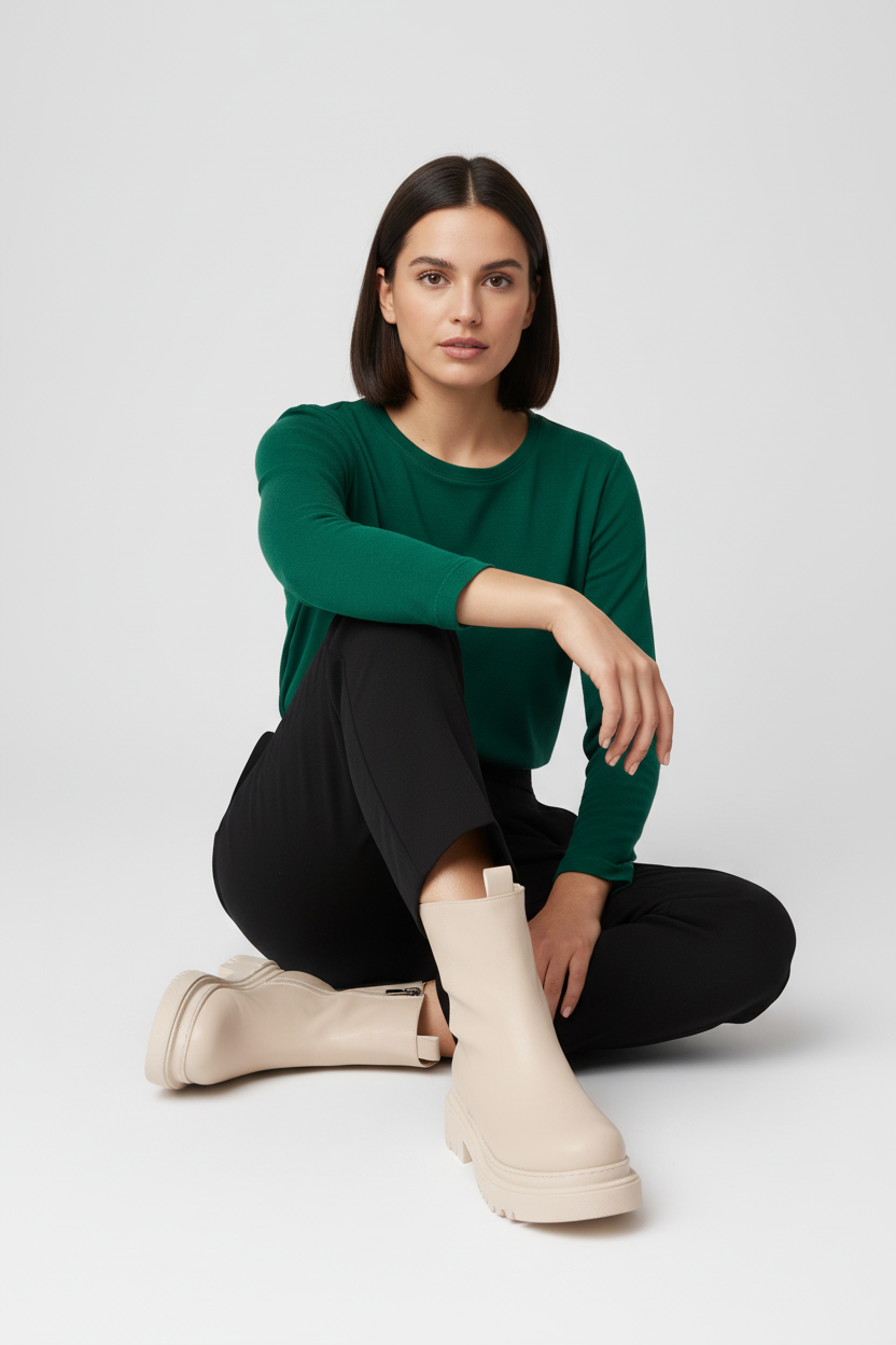 Bayden Bej Luna Fermuarlı Kadın Bot