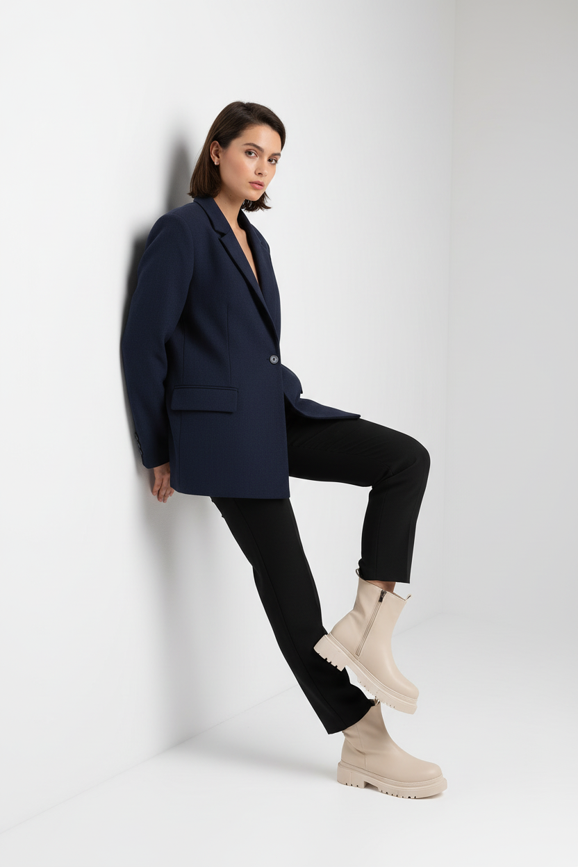 Bayden Bej Luna Fermuarlı Kadın Bot