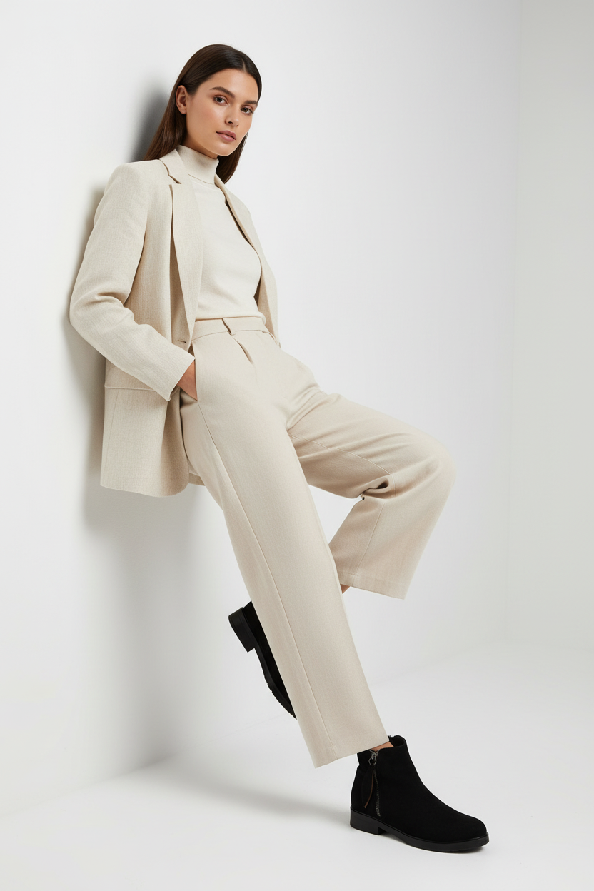 Alenyaz Siyah Süet Yaprak Desenli Fermuarlı Kadın Bot