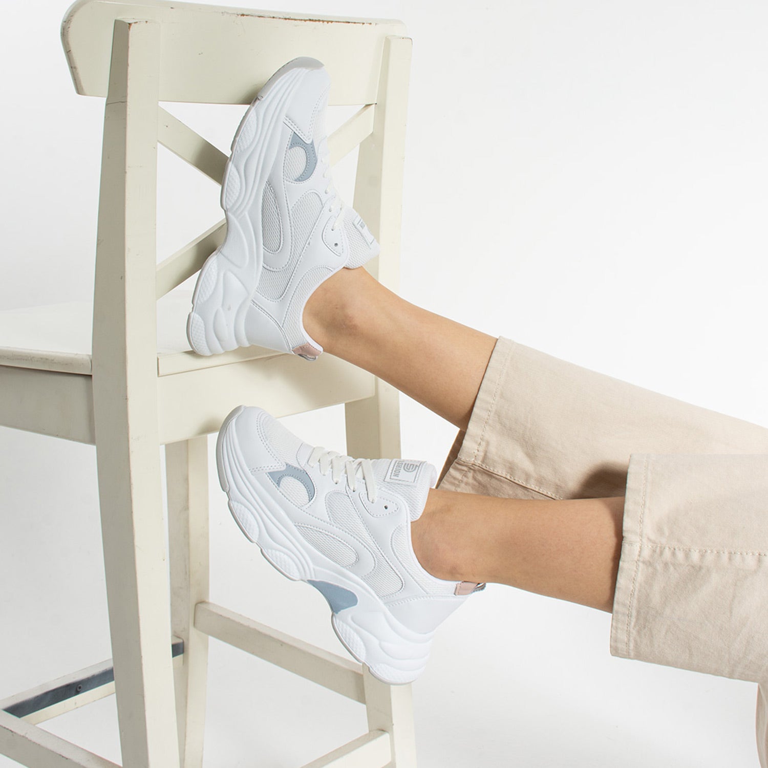 Nagen Kadın Beyaz Mavi Pudra Günlük Spor Ayakkabı