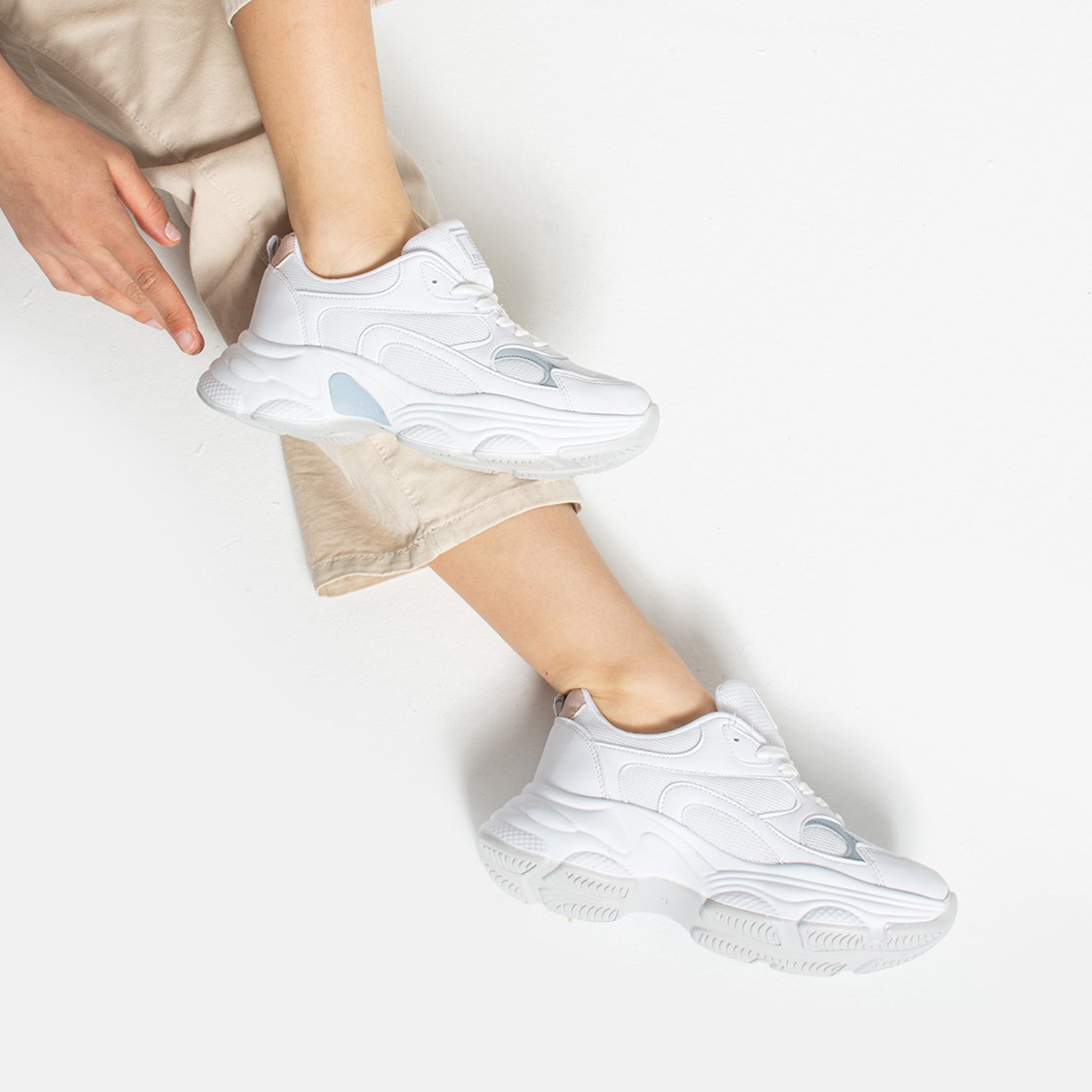 Nagen Kadın Beyaz Mavi Pudra Günlük Spor Ayakkabı