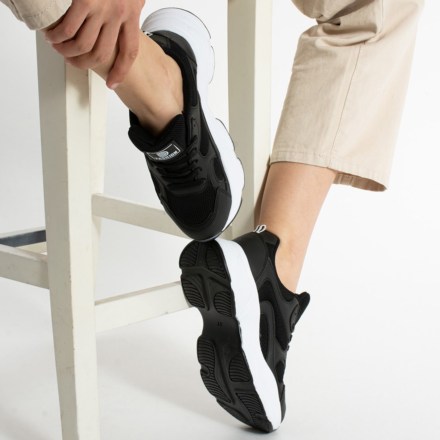 Nagen Kadın Siyah Beyaz Günlük Spor Ayakkabı