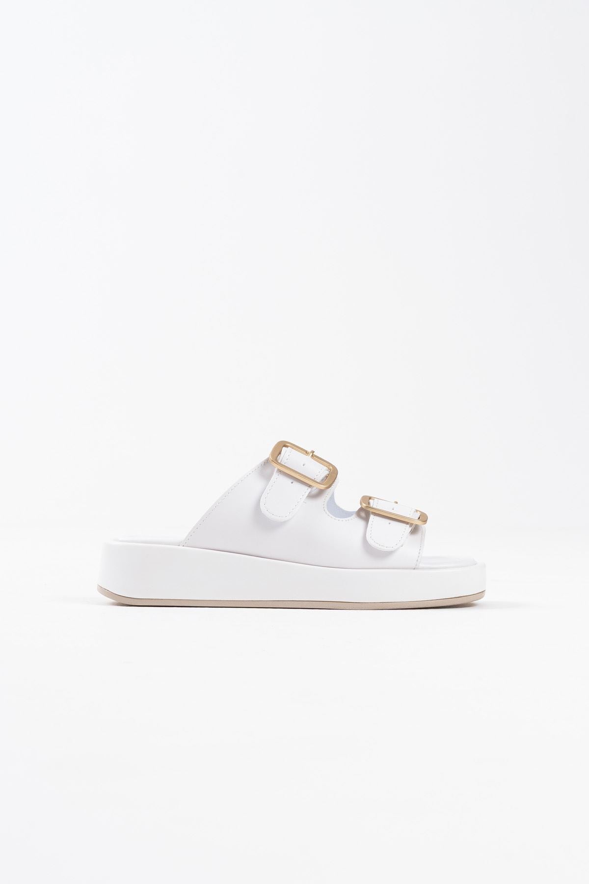 Nare Kadın Beyaz Tokalı Terlik