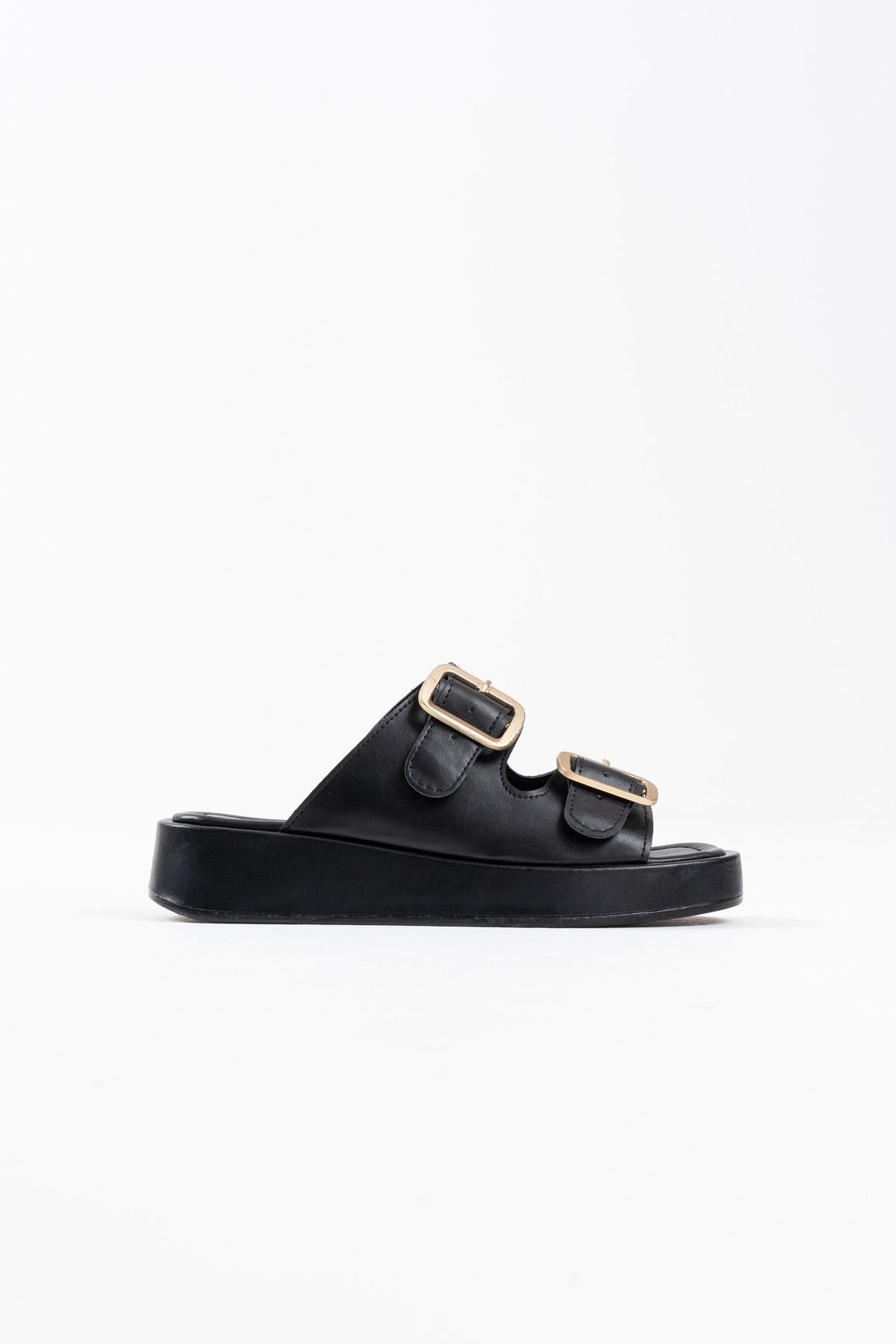 Nare Kadın Siyah Tokalı Terlik