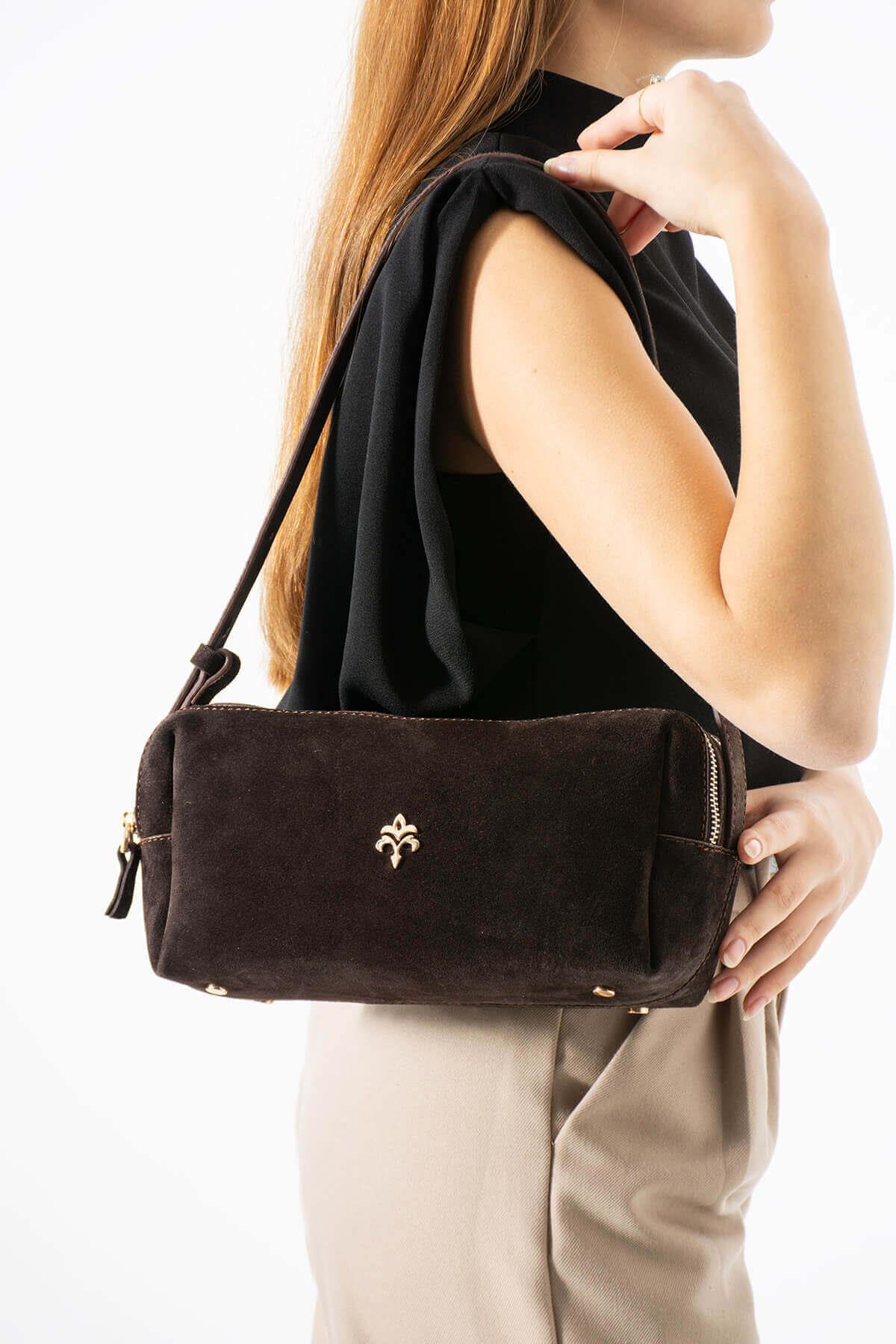 NIREYA Hakiki Süet Deri Kadın Omuz Çantası