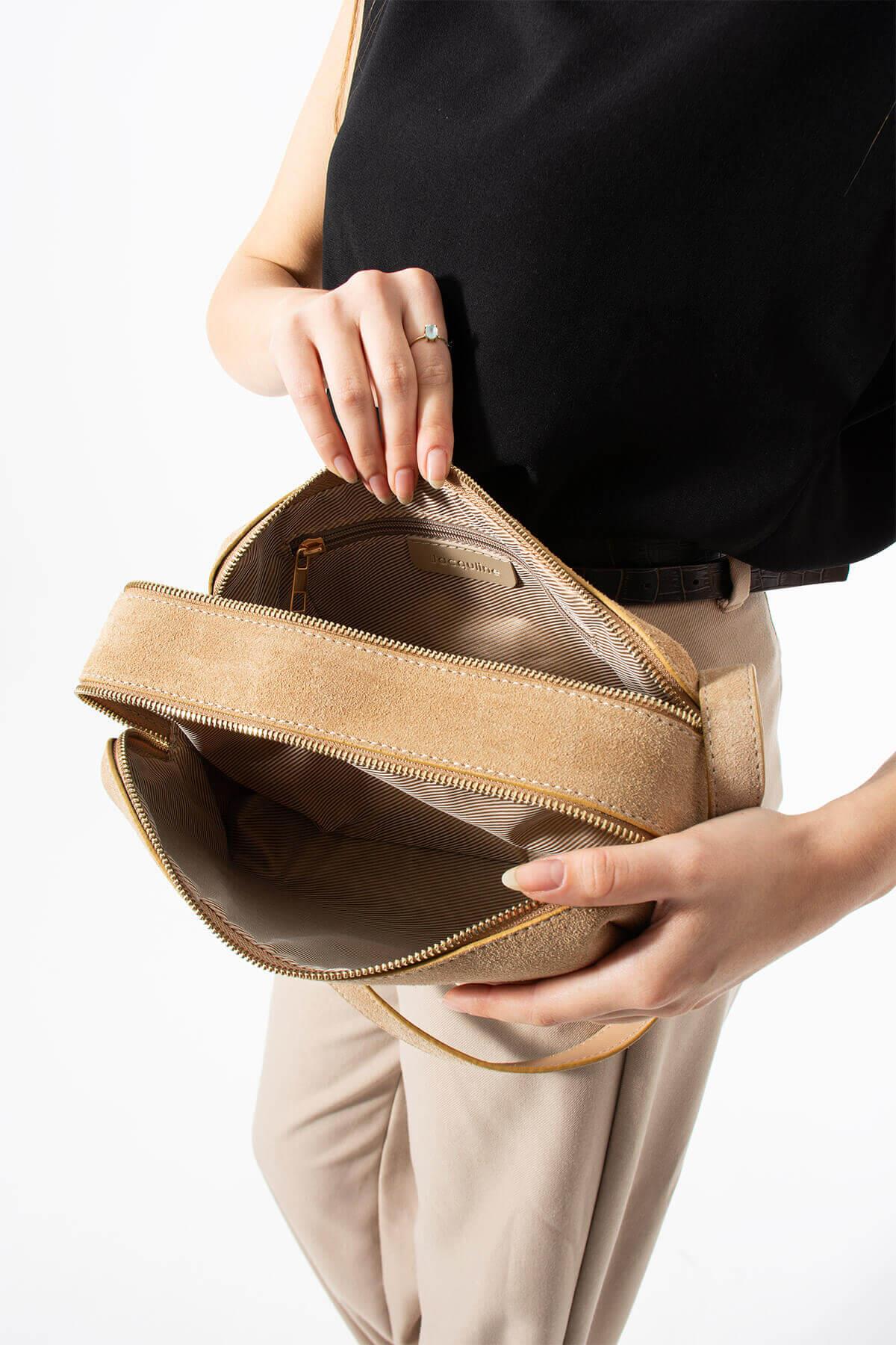 NIREYA Hakiki Süet Deri Kadın Omuz Çantası