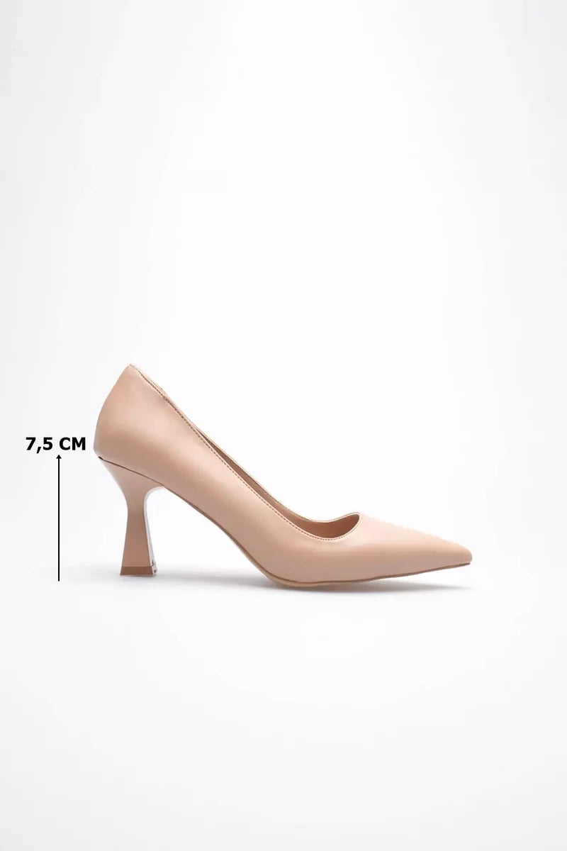 Lessa Nude Sivri Burun Orta Topuklu Kadın Stiletto TR20MS02D