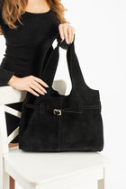 ORPHIA Kadın Hakiki Süet Deri Omuz Çantası